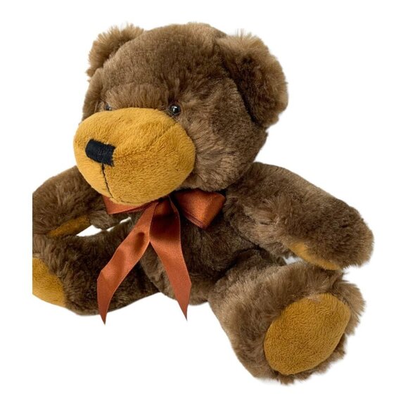 Napco Plush Teddy Bear 8in Soft Brown Plush Stuffed Animal Satin Ribbon Gift - Picture 9 of 9